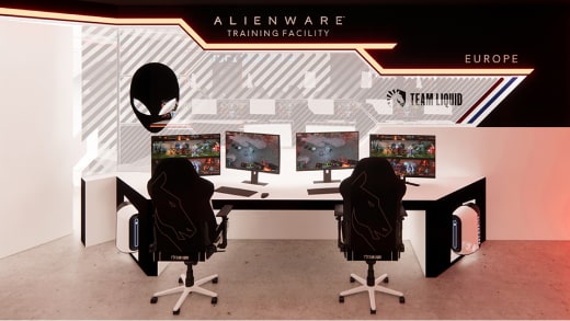 3D room render of inside Alienware training facility Europe